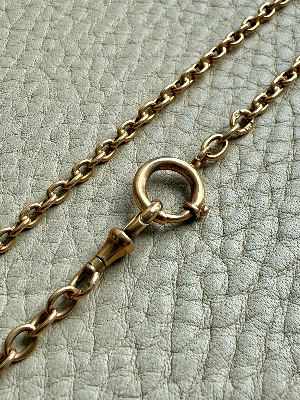 Antique Swedish 18k Gold Oval Link Watch Chain Necklace – 17.25 Inch Length
