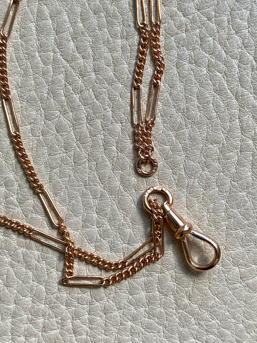 Swedish Antique Longuard Chain as Double Length Necklace in 18k gold - 21 inch length