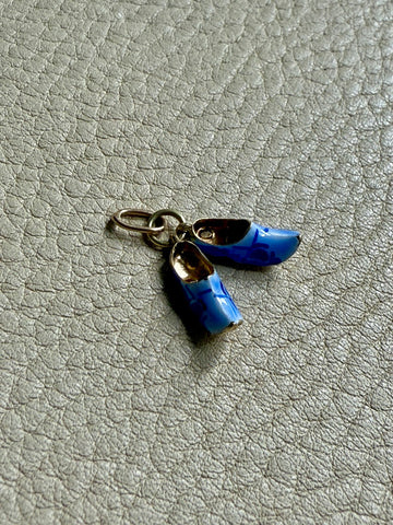 14k Gold Vintage Dutch Clogs with Enamel charm or pendant