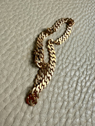 SILKY! 1960 Pressed curb link 18k yellow gold bracelet - 7.3 inch length
