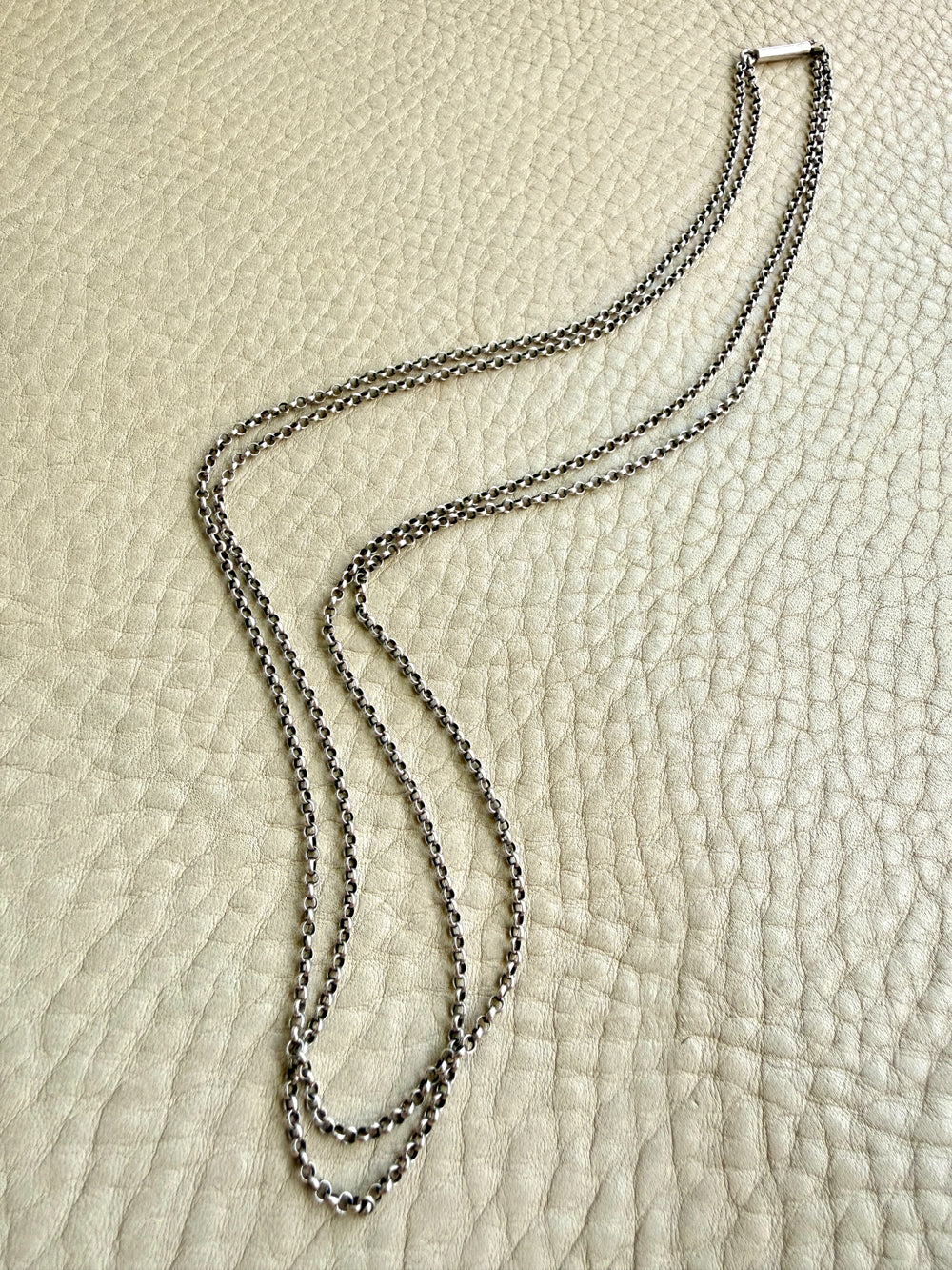 Antique Double Rolo Link Necklace with Barrel Clasp - 18.8 inch length