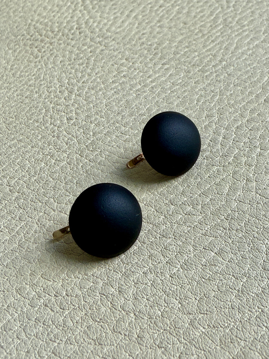 Excellent! 18k Gold set with Black Jet Vintage early 20th Century era Dome Earrings