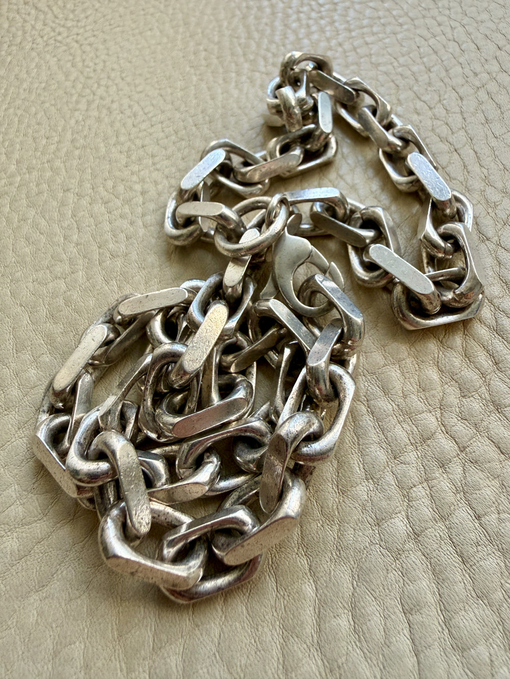 Vintage Sterling Silver Chunky Biker Link Chain Necklace – 22 Inch Length