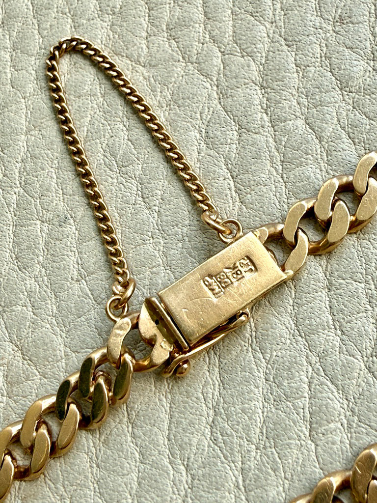 1930 Swedish Vintage Gold Curb Link Bracelet 18k Gold – 8 Inch Length