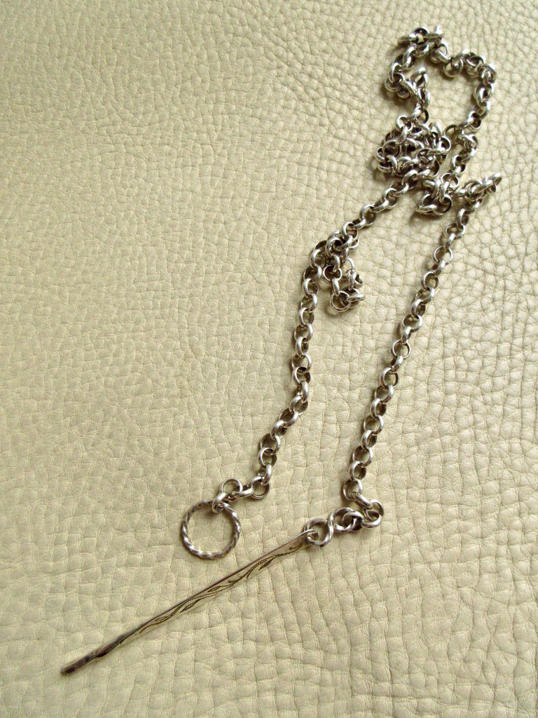 1941 Vintage Swedish Silver Lariat Rolo Necklace – 26.5 Inch Adjustable Length