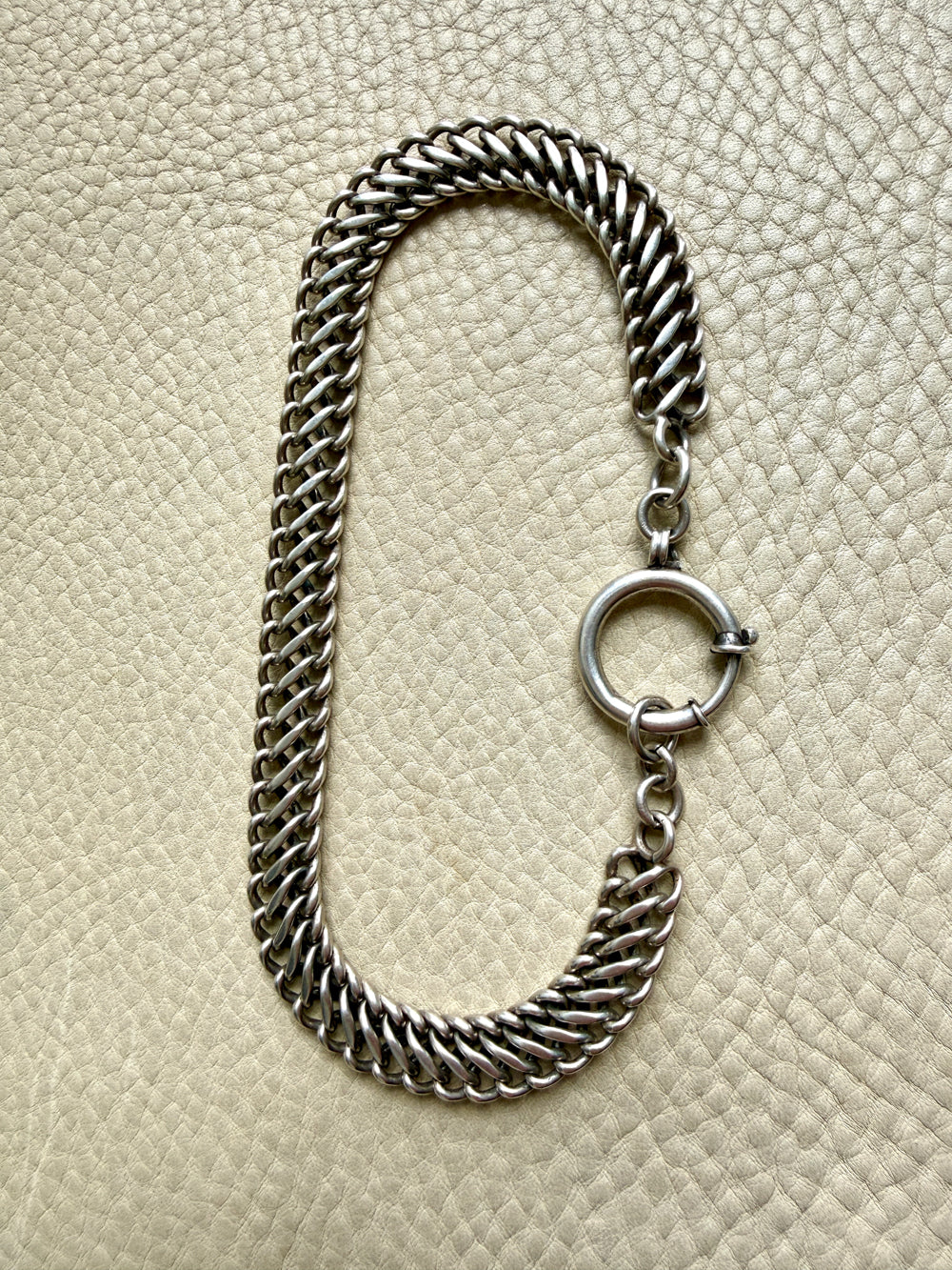 Silver 19th Century Dutch Figure-8 Pocket Watch Chain with Large Bolt Clasp - 12.7 inch length