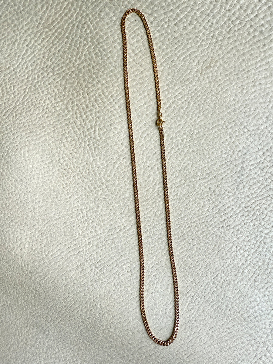 1920s era Pressed Curb Link Chain Necklace in 18k Gold - 20.1 inch length
