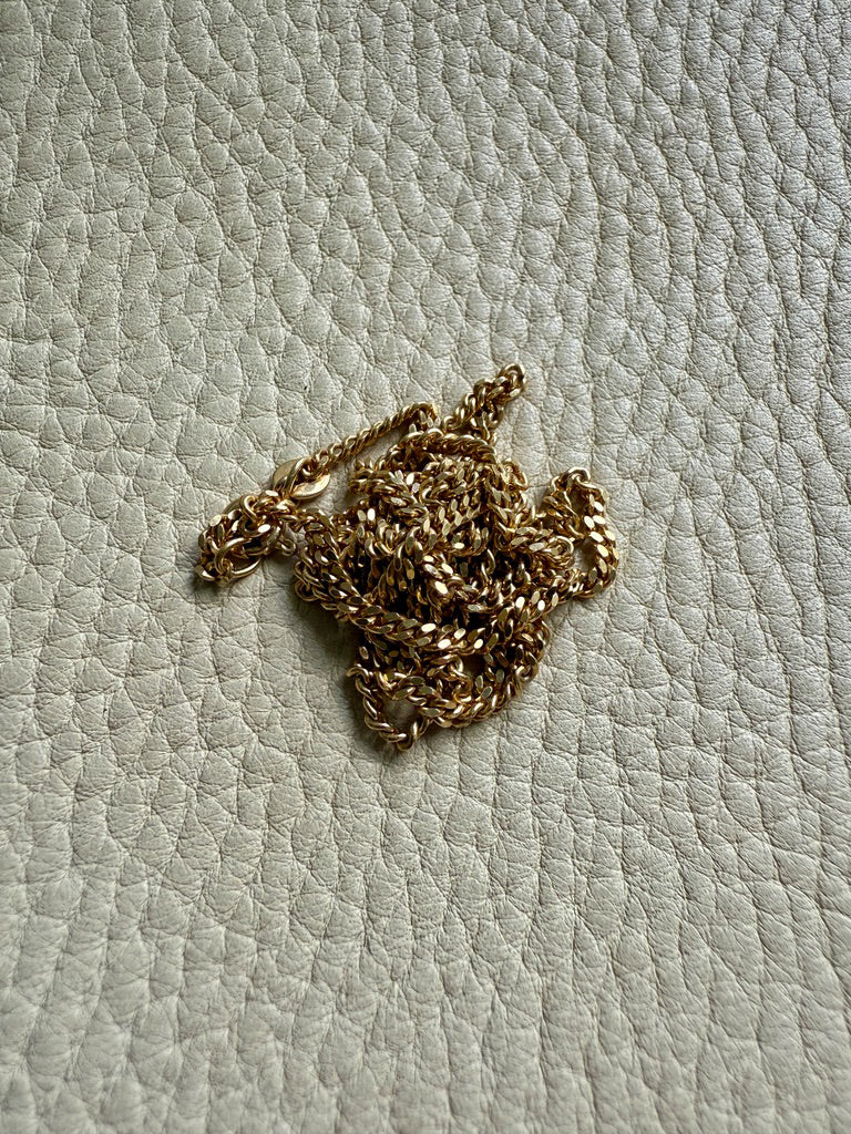 Danish Vintage 14k Gold Curb Link Chain Necklace - Excellent long length 23.75 inch length