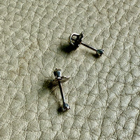 Vintage Italian 18k white gold diamond stud earrings with screwbacks