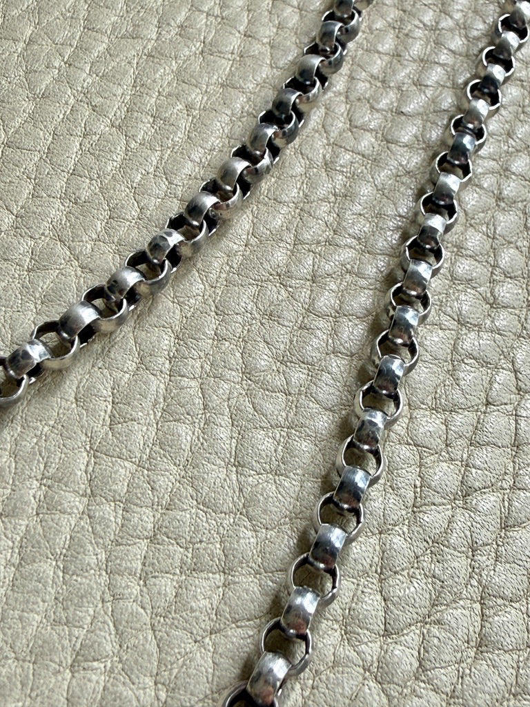 Silver Rolo Link Necklace Graduated Width - 16.8 inch length