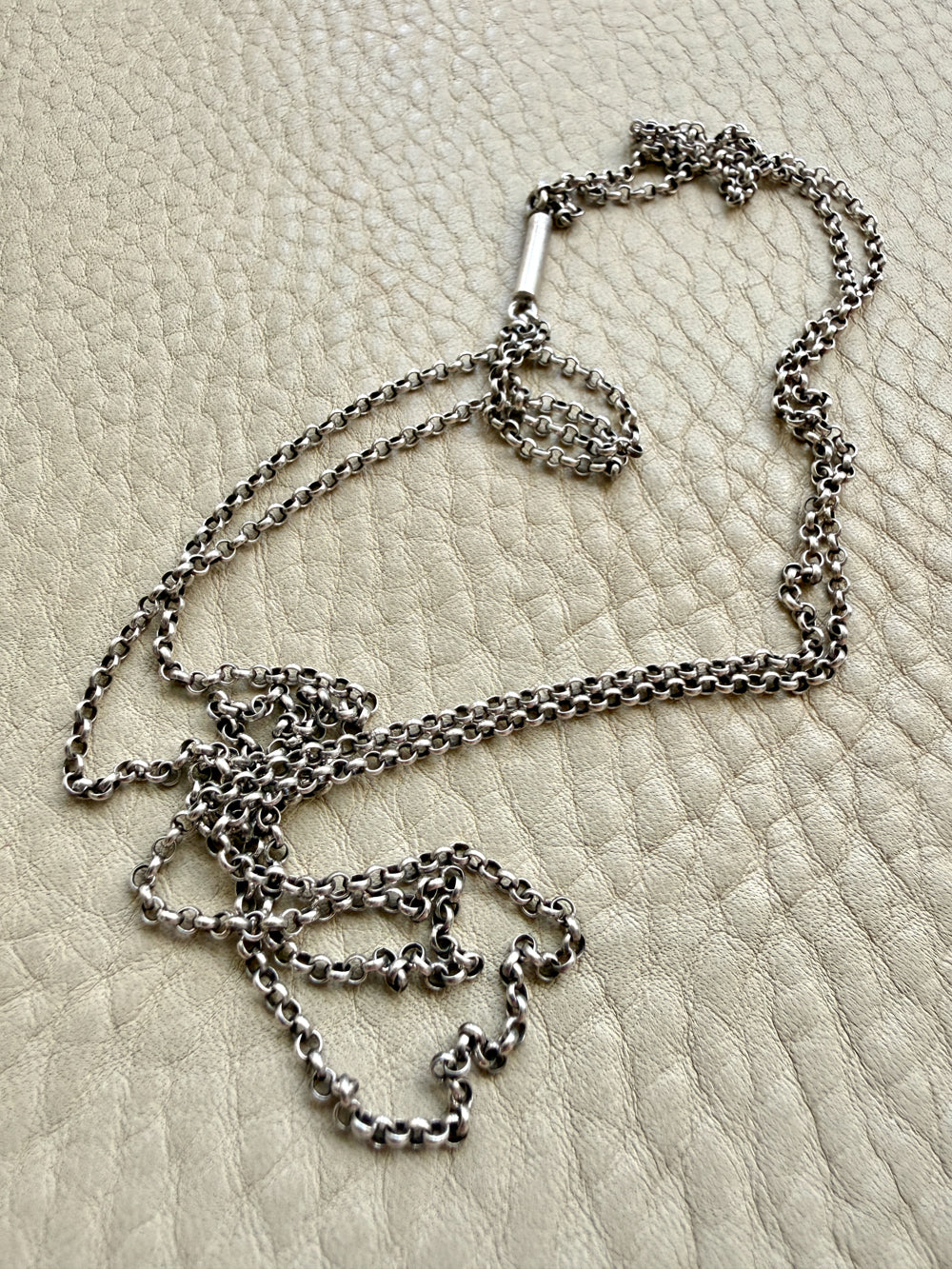 Antique Double Rolo Link Necklace with Barrel Clasp - 18.8 inch length