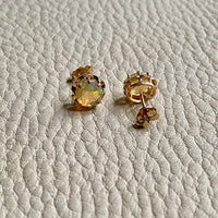 Vintage Opal earrings in ruffled 14k gold setting