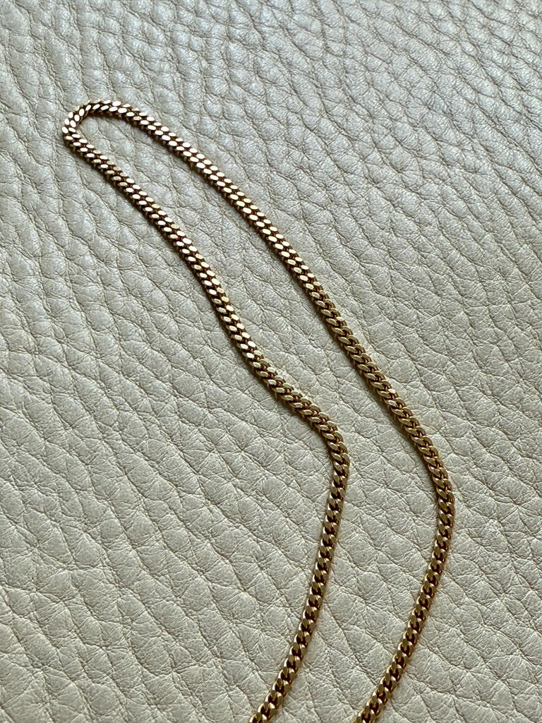 Danish Vintage 14k Gold Curb Link Chain Necklace - Excellent long length 23.75 inch length