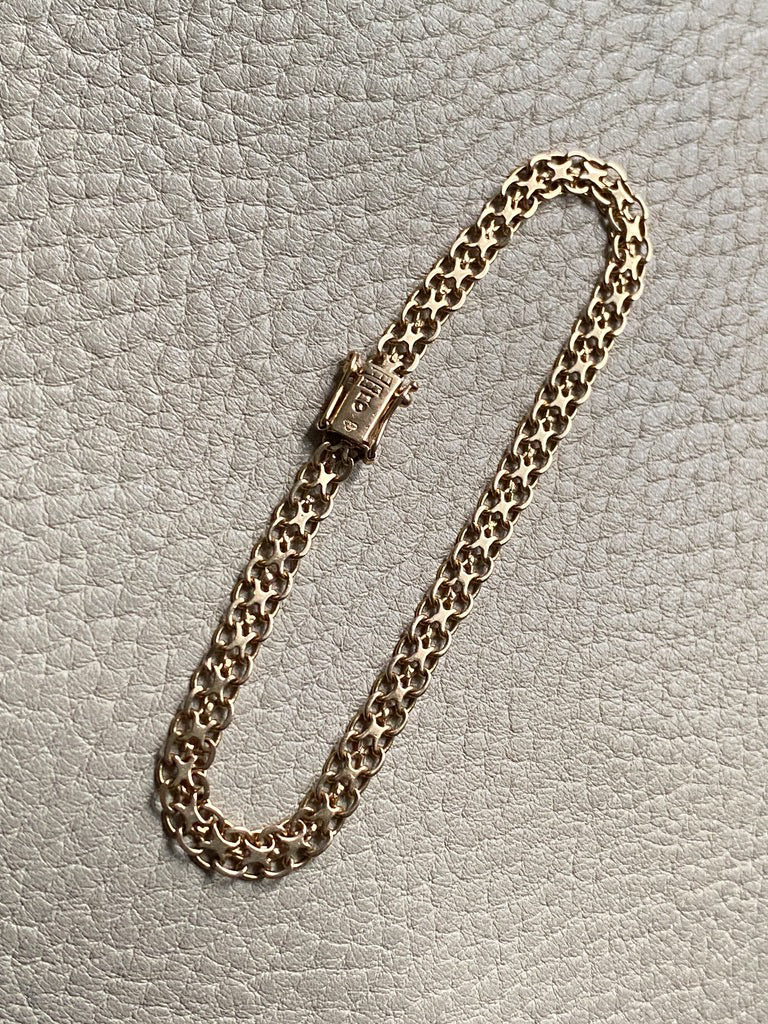 Vintage 18k gold slim x-link bracelet - 7.25 inch length