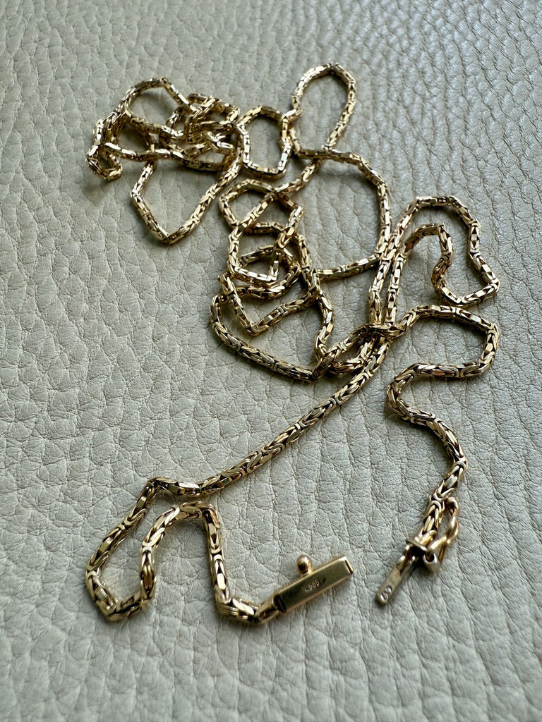 Antique Byzantine Link Necklace in 14k gold - Excellent 35.75” long length!
