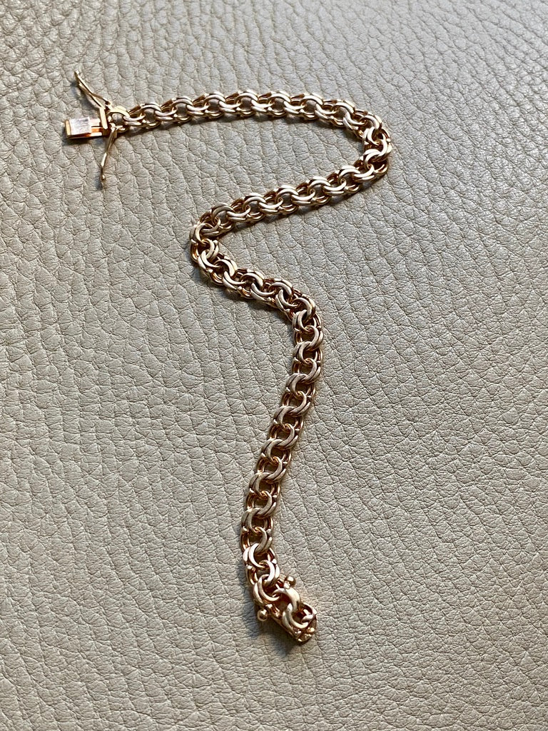 Vintage 1963 Double link solid 18k gold bracelet - 7.7 inch length