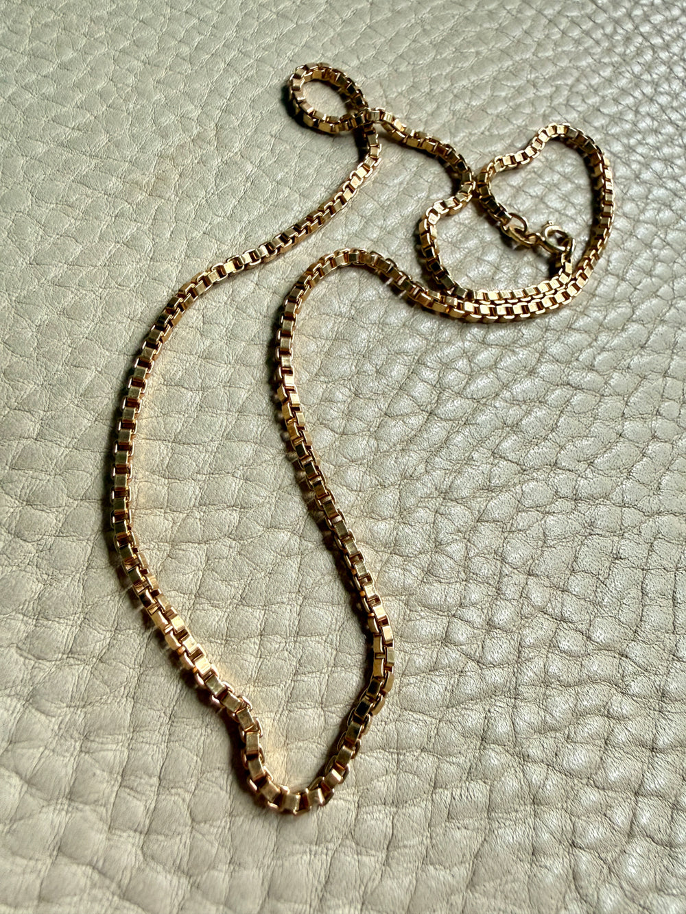 Danish Vintage 14k Gold Box Link Chain Necklace signed SV. C – 16.5 Inches