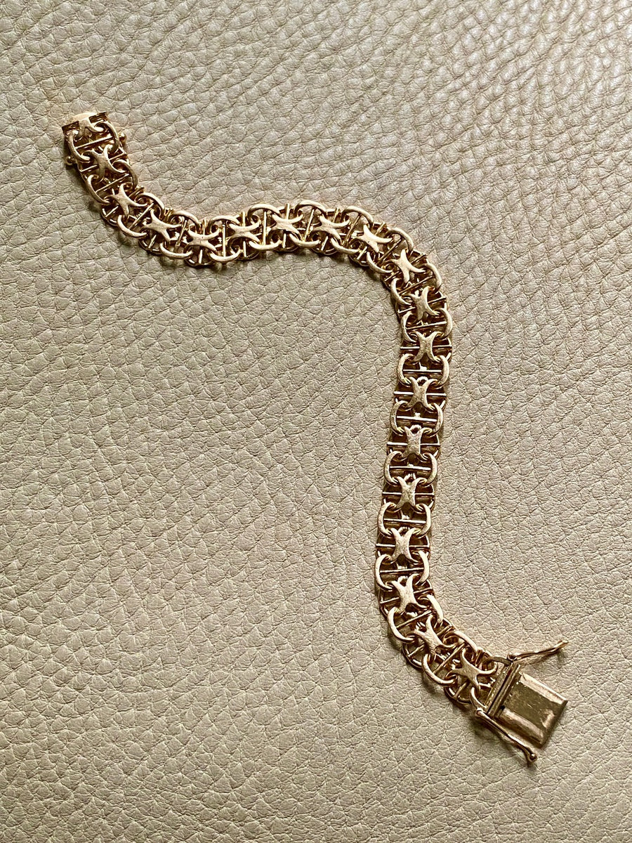 1963 Star link variation 18k gold bracelet - Vintage Swedish - 7.5 inch length