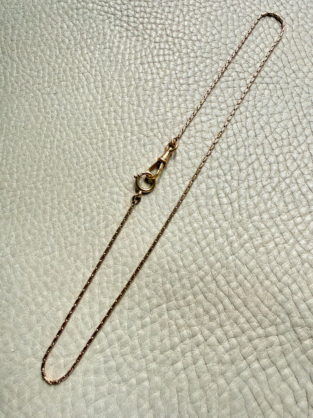 Skinny Antique Double Fetter Watch Chain Necklace 18k Gold – 17.5 Inch Length