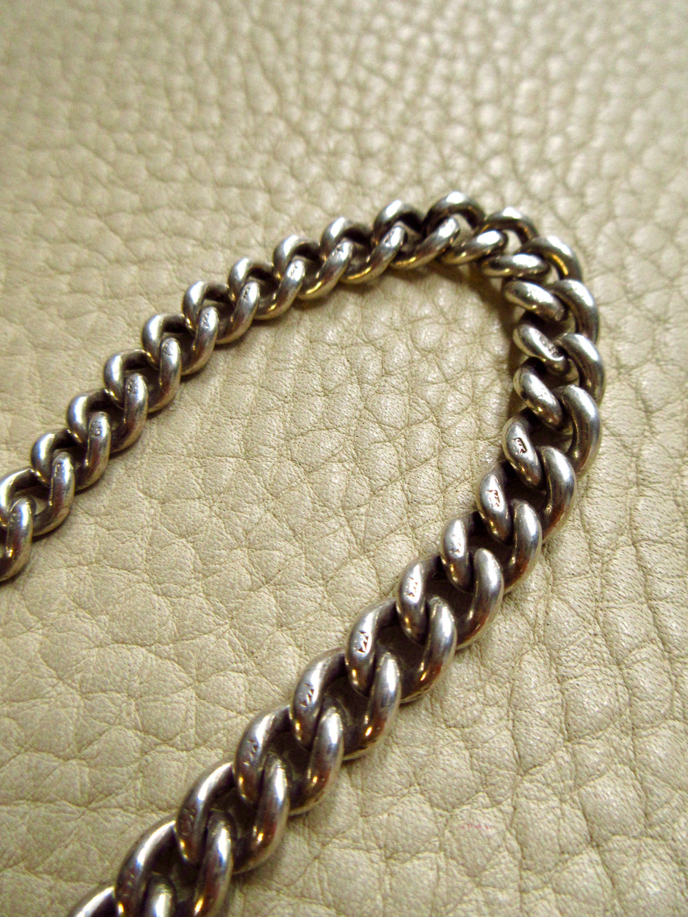 1894 Antique British Sterling Silver Curb Link Watch Chain – 14.75 Inch Length