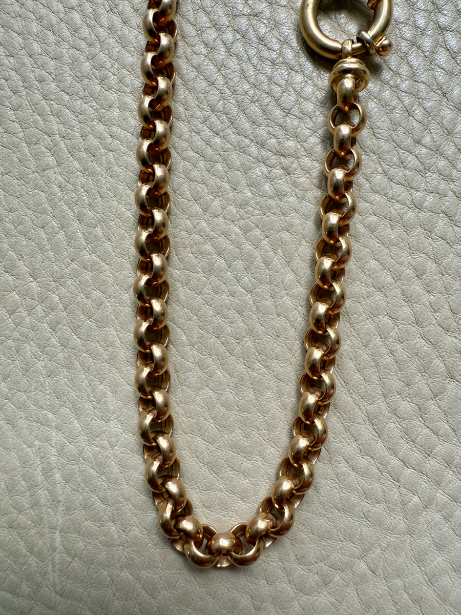Chubby! 18k Gold Rolo Link Necklace with Large Bolt Clasp - 17.8 inch length