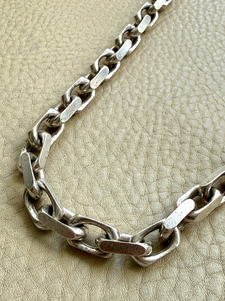 Vintage Sterling Silver Chunky Biker Link Chain Necklace – 22 Inch Length