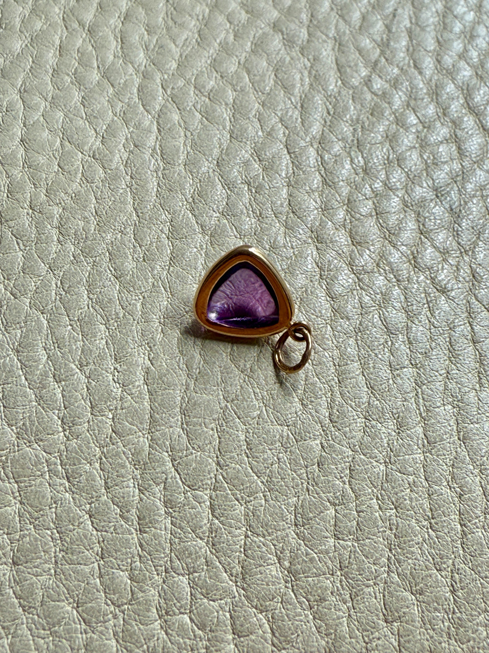 18k gold transparent purple amethyst stone puffy droplet pendant or charm