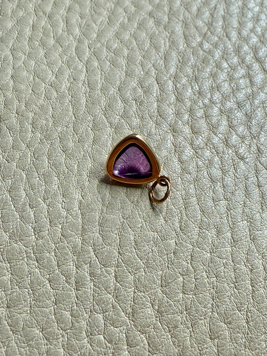 18k gold transparent purple amethyst stone puffy droplet pendant or charm