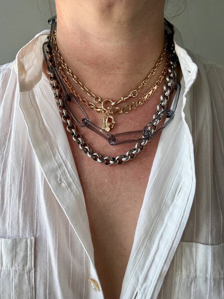 QUITE A ROLO! Chubby 91 gram Silver Rolo Link Necklace with - 19.9 inch length