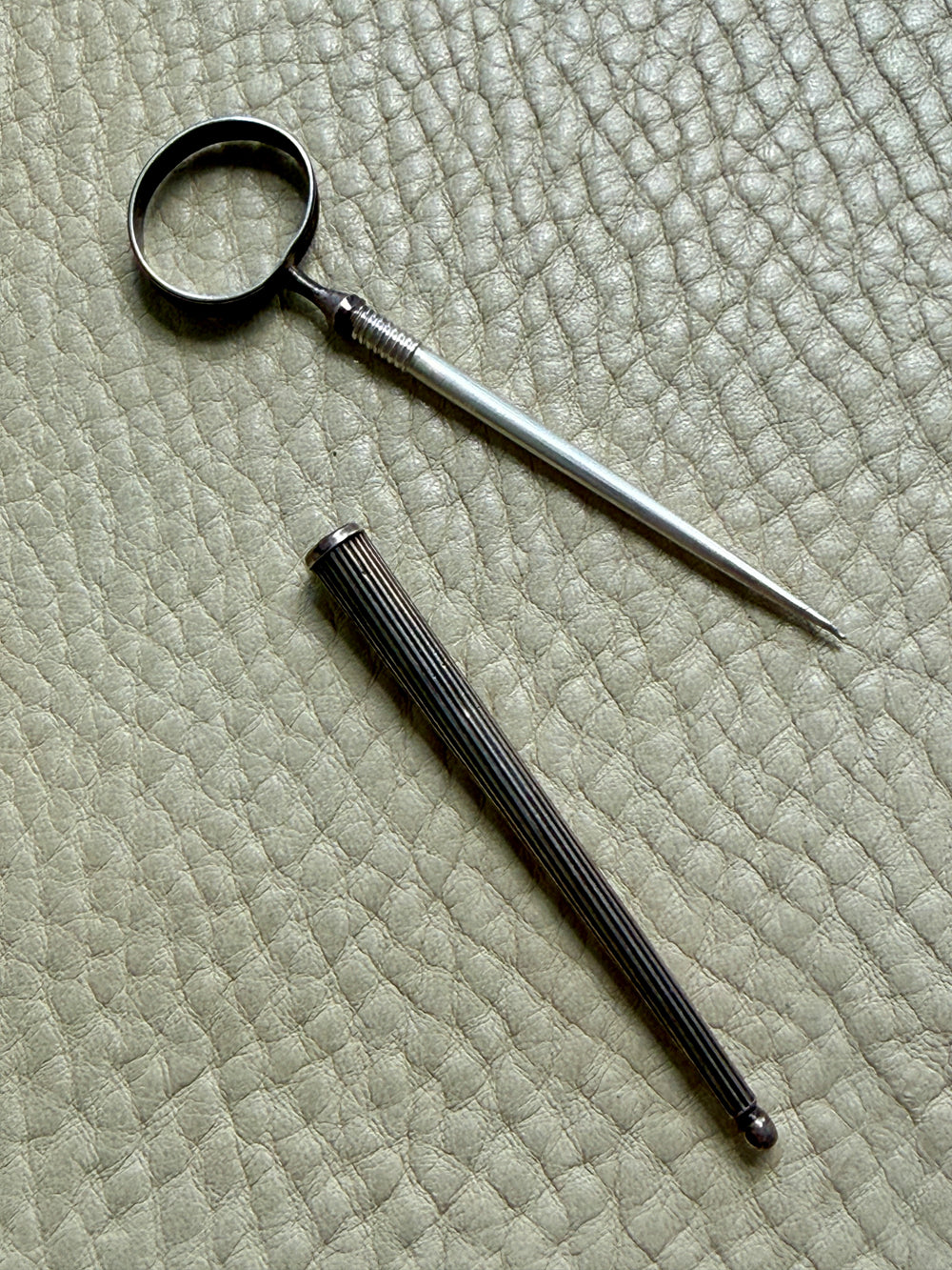 Dutch Antique Silver Awl with Screw Cover - Pendant - 3.5 inch length