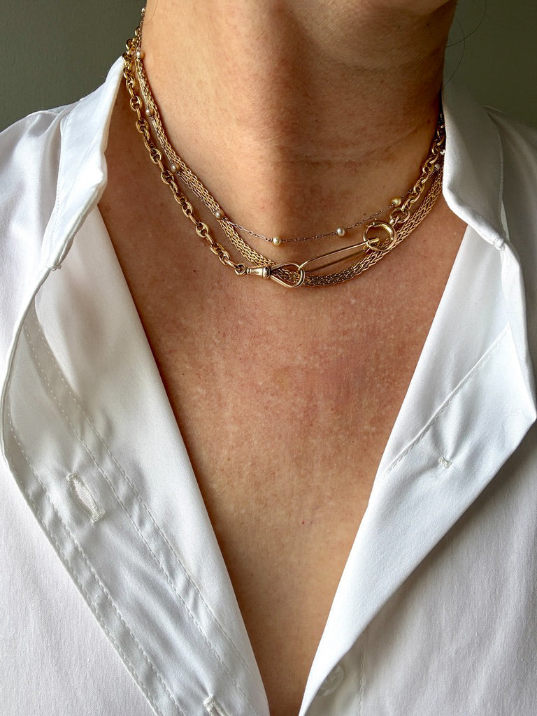1944-1968 UnoAErre Italian Woven Flat Lay Necklace in 18k Gold - 16.75 inch length