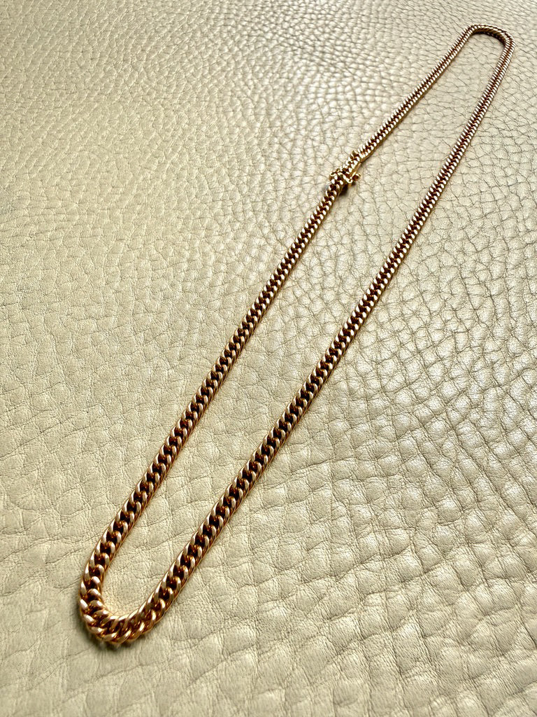 Signed Vintage Tight Curb Link Necklace 18k Gold – 18.5 Inch Length
