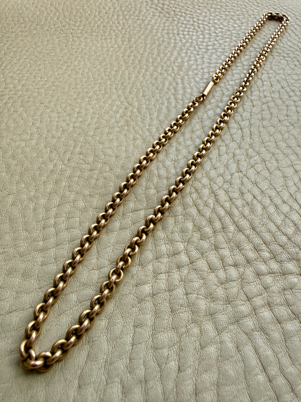 Antique 9k Gold Cable Link Necklace with Barrel Clasp - 17.5 inch length