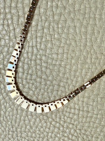 Shimmering Vintage 14k Gold Cleopatra Link Necklace - 17.8 inch length
