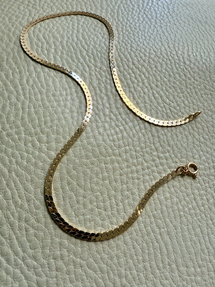 EXCELLENT! Vintage Italian 18k gold special tight curb chain mirrored necklace by Balestra- 17 inch length