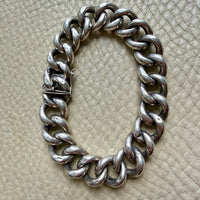 Vintage Swedish Puffy Curb Link Bracelet 830 Silver – 7.5 inch interior circumference