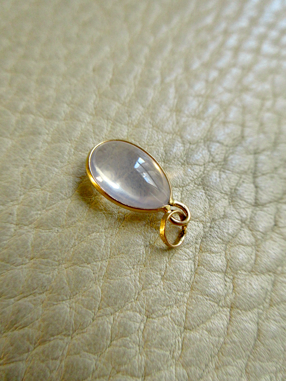 Vintage 18k Gold Teardrop Moonstone Charm - 0.75 inch drop