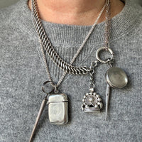 Dutch Antique Silver Awl with Screw Cover - Pendant - 3.5 inch length