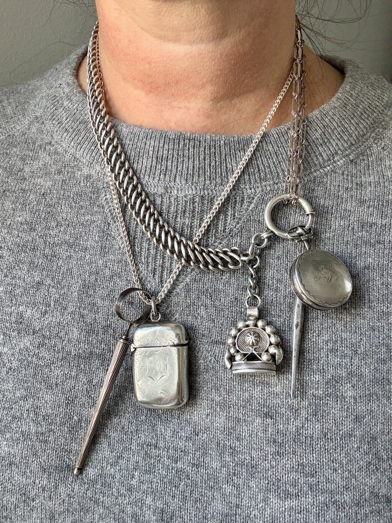 Antique Swedish Silver Round Locket / Pill Container Pendant – 1.6 Inch