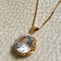 Crystal Swedish pendant necklace - Solid 18k gold - Made in 1975