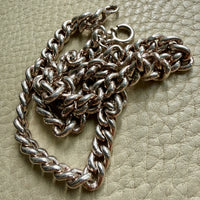 Midcentury Vintage Silver Chubby Curb Necklace - hollow links - 16.4 inch length