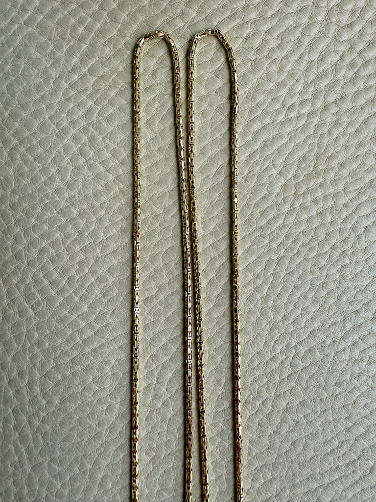 Antique Byzantine Link Necklace in 14k gold - Excellent 35.75” long length!