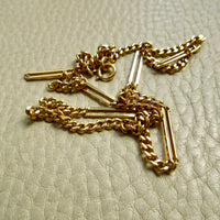 Vintage 18k Yellow Gold Bar and Curb Chain Necklace - 17.5 inch length