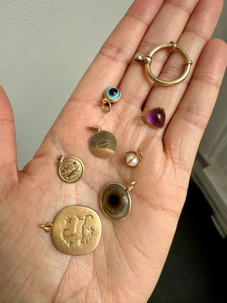 18k gold vintage charm or pendant - Evil Eye