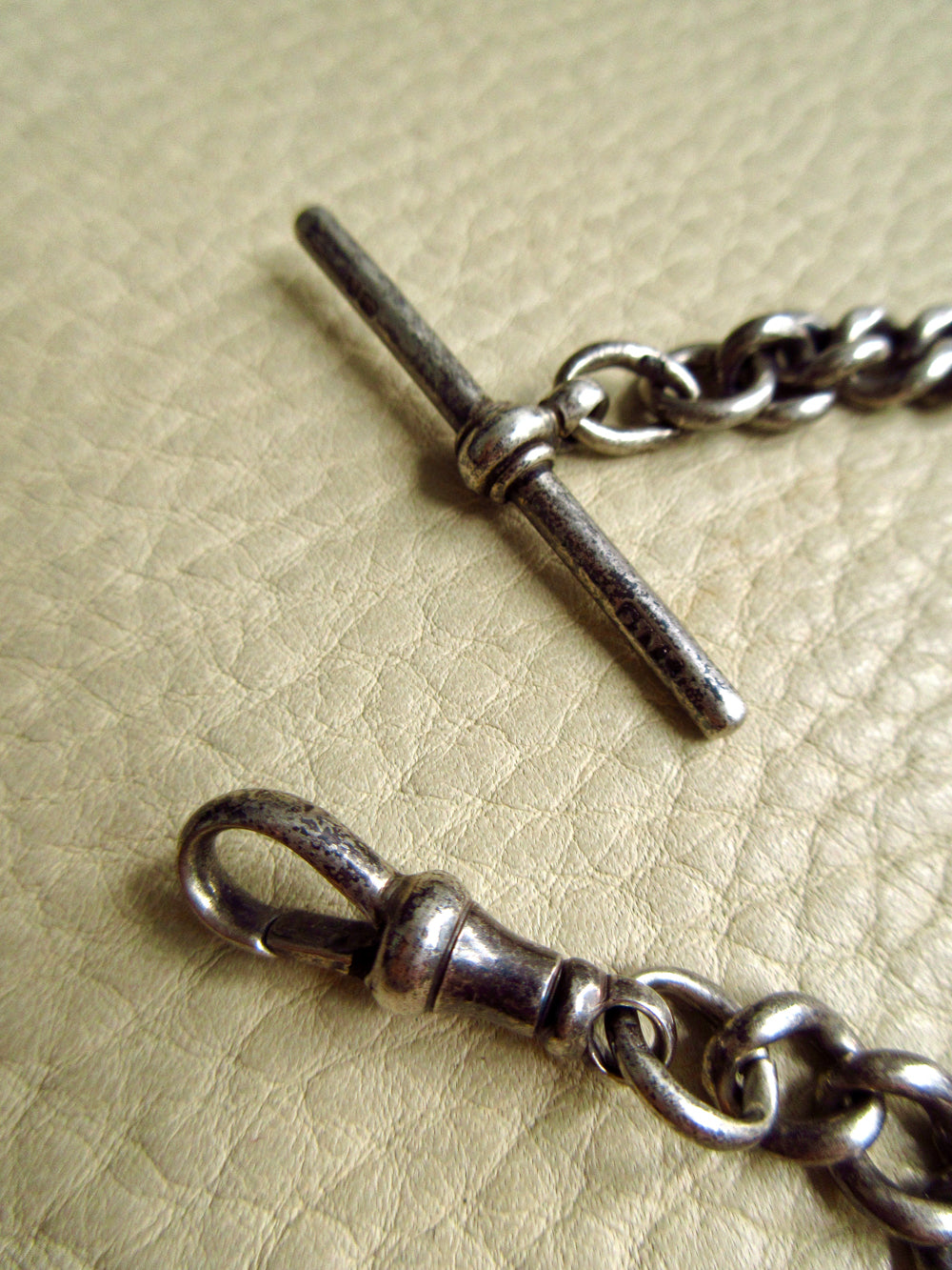 1863 Antique UK Sterling Silver Curb Link Watch Chain – 15.2 Inch Length