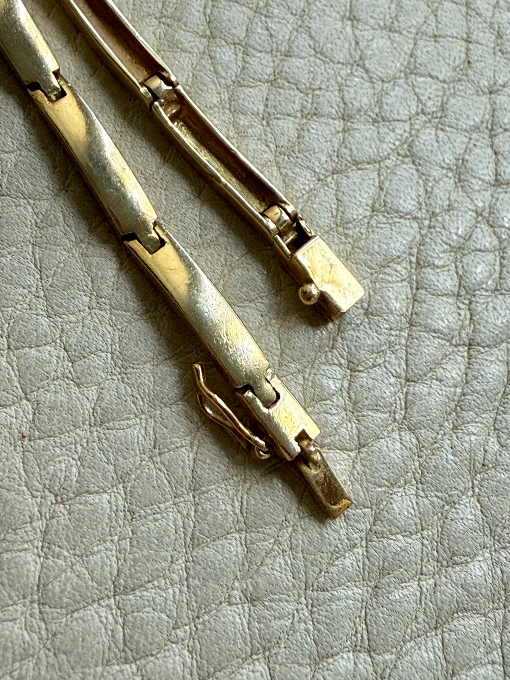 Vintage Slinky 18k Gold Bar Link Bracelet - 7.5 inch length