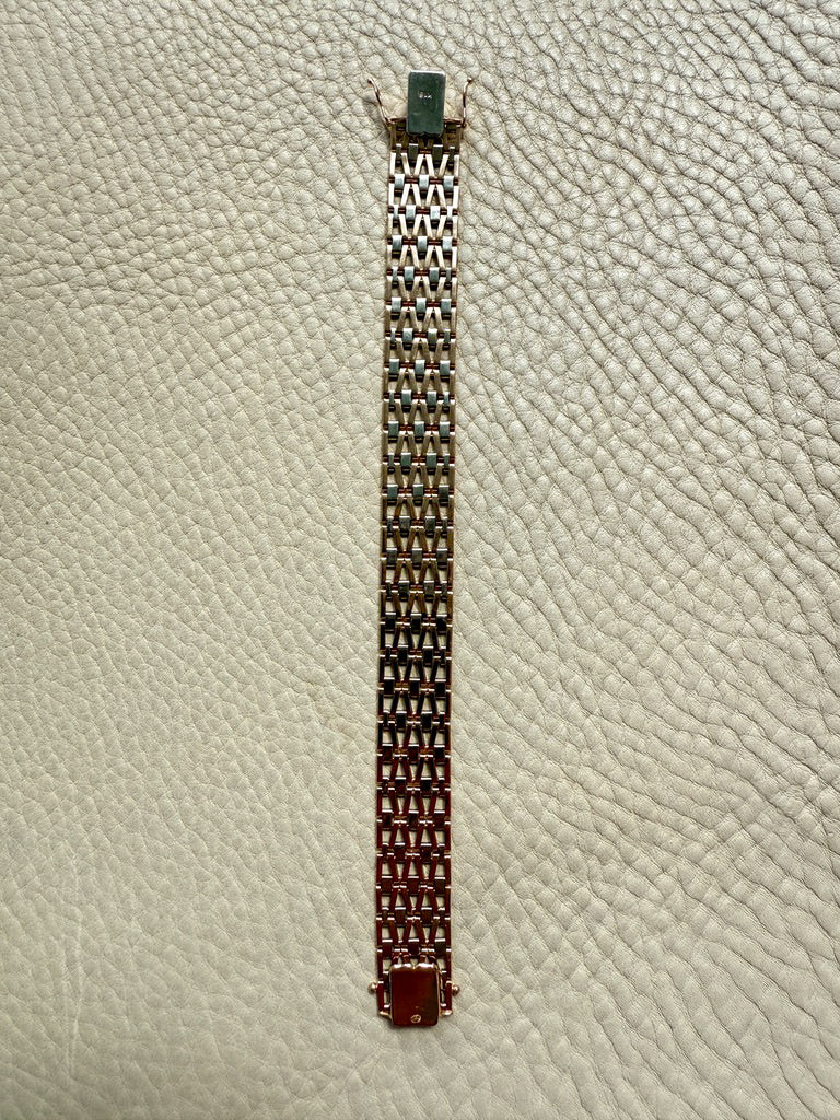 Phenomenal Geometric Link Bracelet in Mixed 18k solid gold - Vintage Scandi - 7.2 inch length