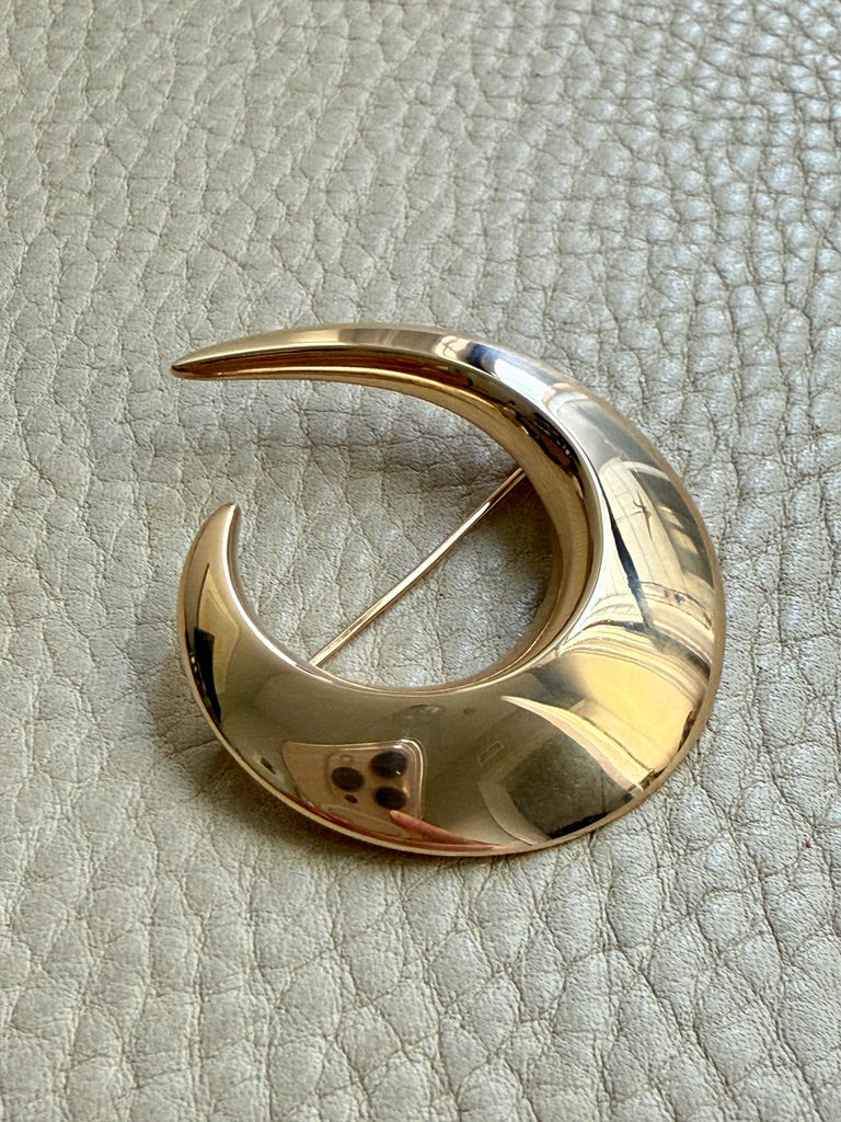 Vintage Danish Bent Gabrielsen for Hans Hansen Modernist Brooch 14k Gold - Curl