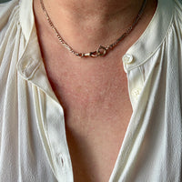 Rosy 14k Gold Bar and Curb Watch Chain Necklace - 16.7 inch length