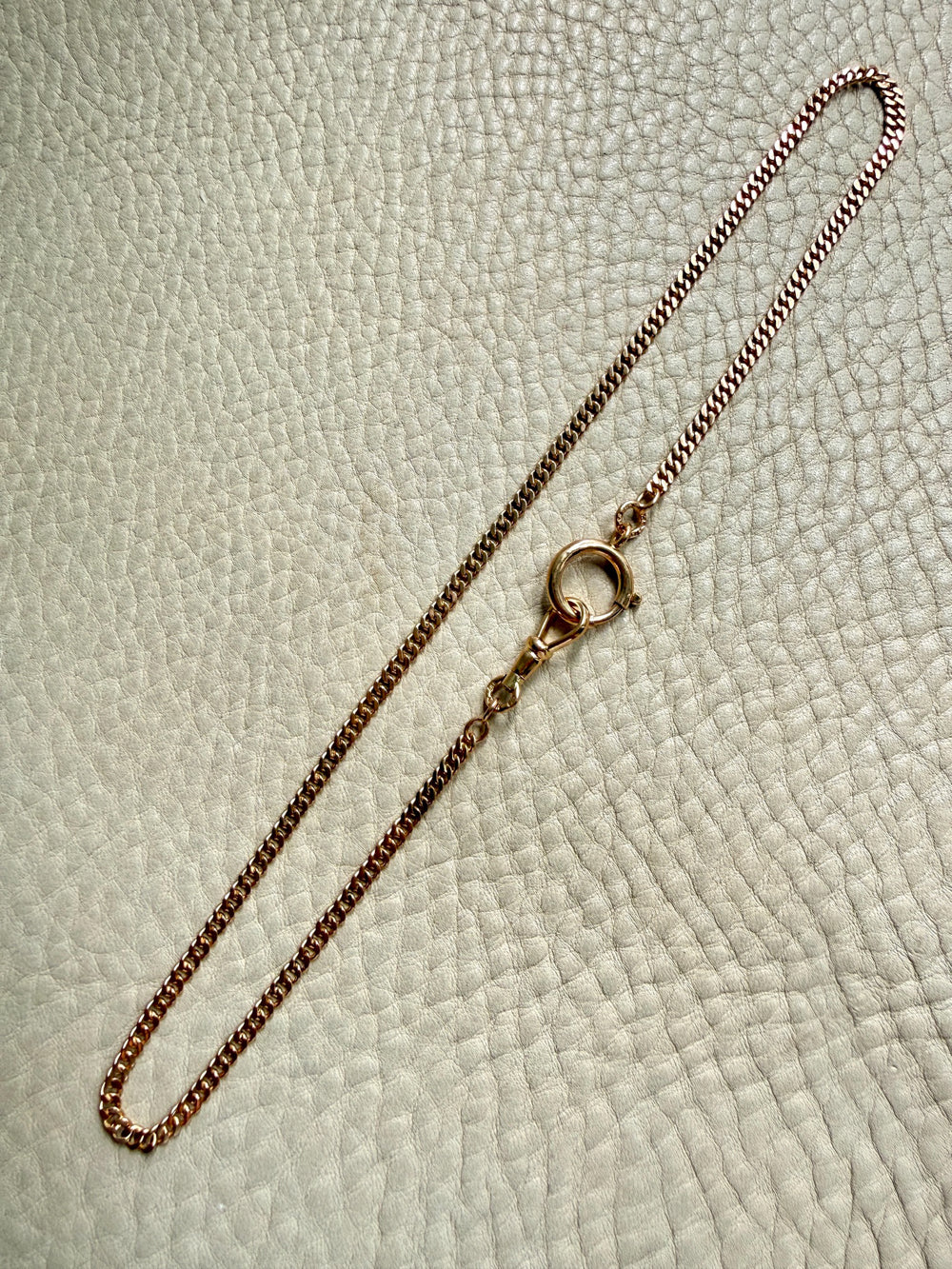 1943 Swedish Vintage Gold Curb Link Watch Chain Necklace 18k Gold – 16 Inch Length